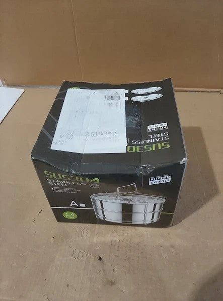 Ladieshow Stackable 3 Tier Stainless Steel Steamer Cooker Pot 19.1x19x19cm New