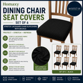 Homaxy Dining Chair Seat Covers Set Of 6 Stretch Jacquard Black 45x45x5cm