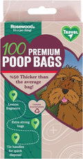 Rosewood Dog Poo Bags Handles 100 Easy Clean Up Loose Packed Black New