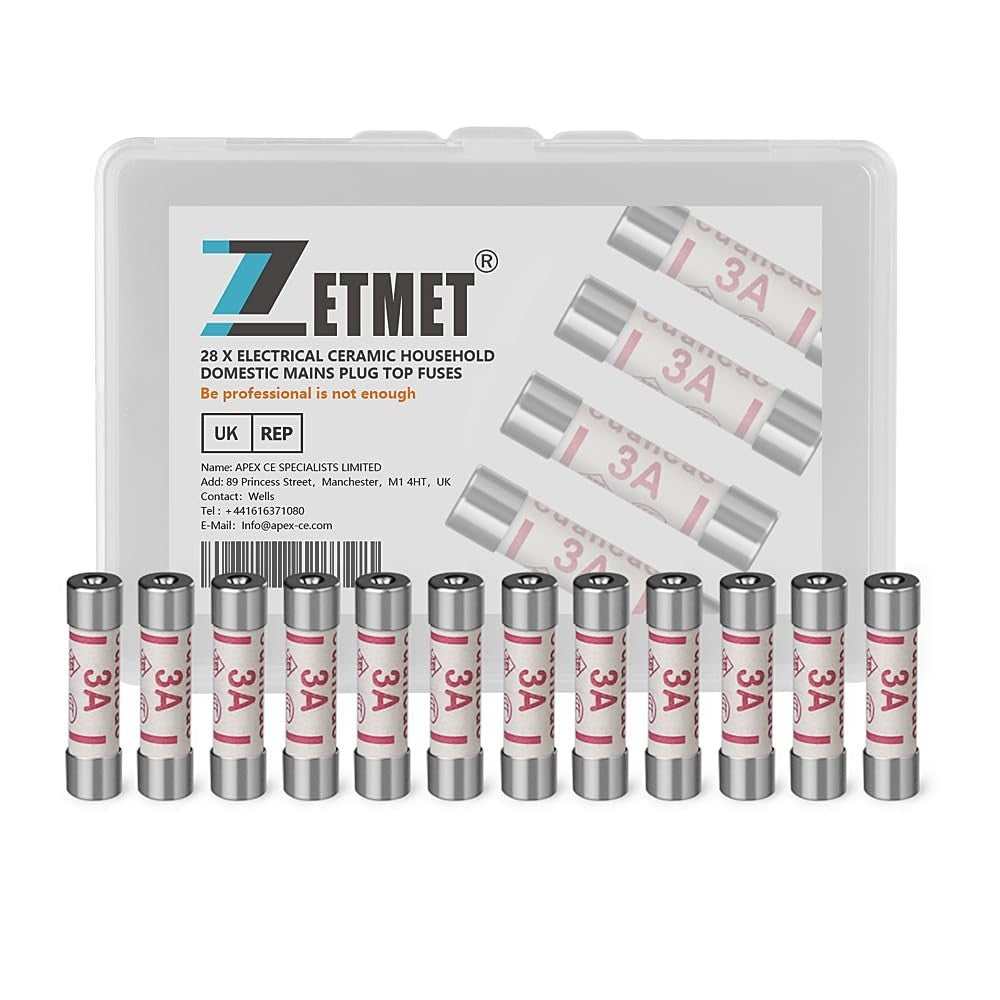 3amp BS1362 Electrical Ceramic Household Domestic Mains Plug Top Fuse New