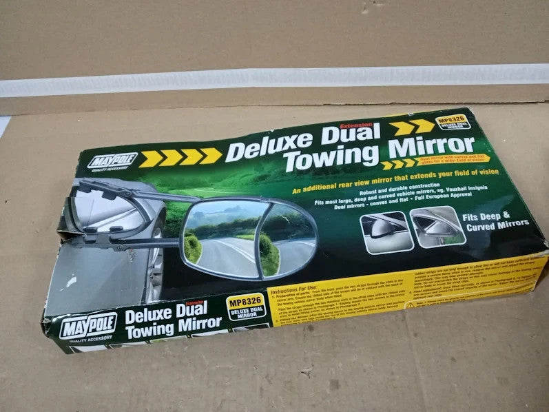 Maypole Deluxe Dual Glass Aero Shaped Extension Towing Mirror Universal Fit New