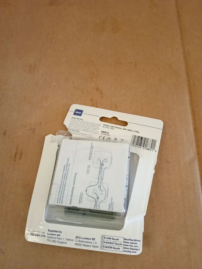 BG Electrical Single Wall Light Switch 2 Way Raised Slim Profile NBS12 New