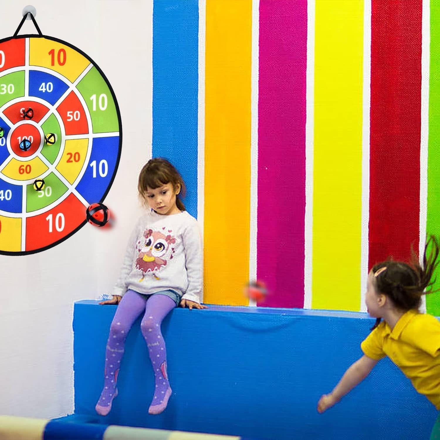 Tuko 26in Large Dart Board Game Kids 9 Sticky Balls Indoor Outdoor 66x1cm 3+ New