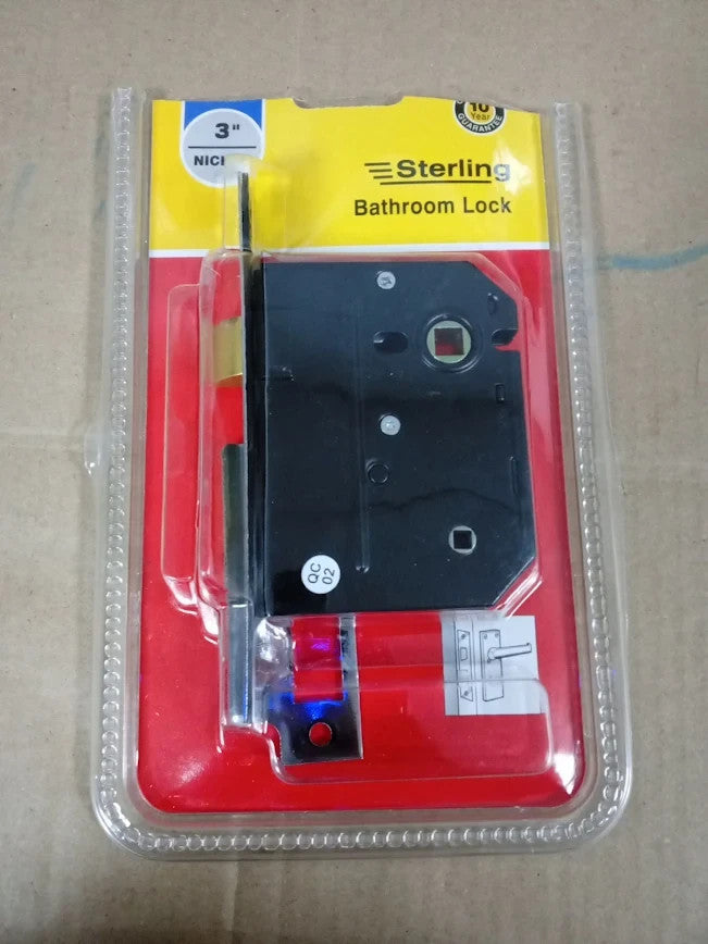 Sterling MLB330N 3 Lever Bathroom Sashlock 3in 76mm Nickel New