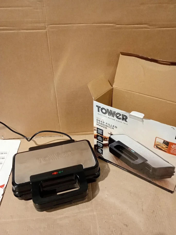 Tower Deep Filled Sandwich Maker With Non Stick Coated Plate Automatic 900w New