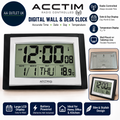 Acctim Stratus Radio Controlled Digital Wall Desk Clock LCD Display Temperature