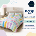 Rapport Home Microfibre Multicoloured Art Duvet Cover Set Double Bedding