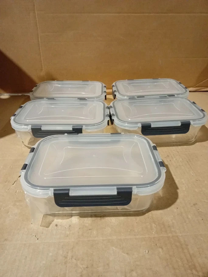 Skroam 5Packs 36oz Glass Food Storage Containers Lids Airtight Glass Meal New