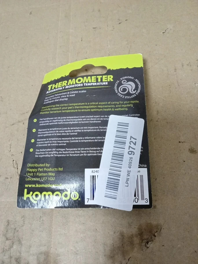 Komodo Thermometer Analog Accurately Monitors Temperatur Test Black New