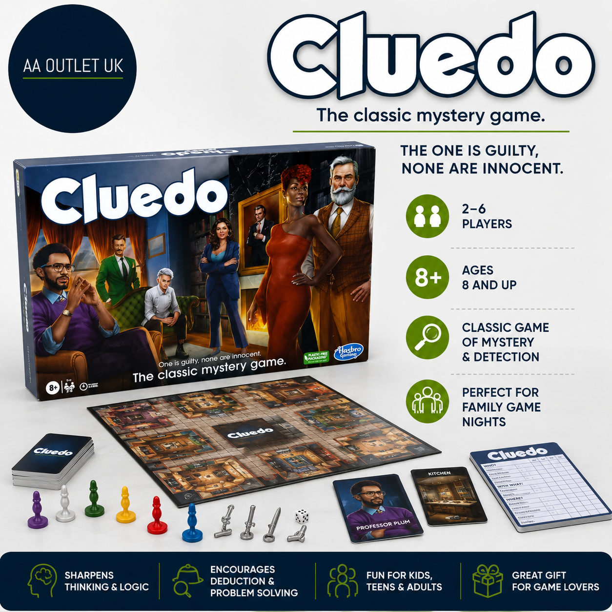 Hasbro Gaming Cluedo Board Game Reimagined ClassicDetective Mystery Games 8+