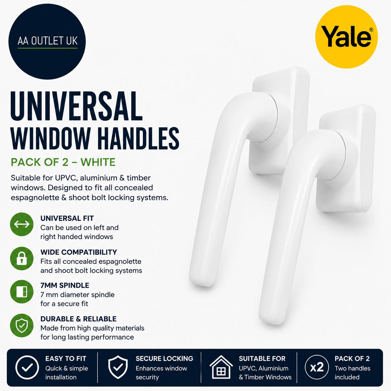 Yale Universal Window Handles Can Be Used On Left Right Handed All Concealed