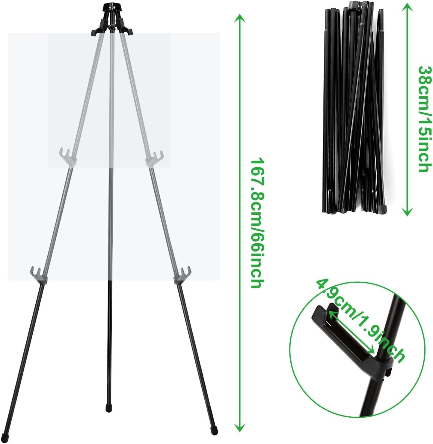Aselected Display Stand Portable Folding Adjustable 160cm Tall Metal Easel New