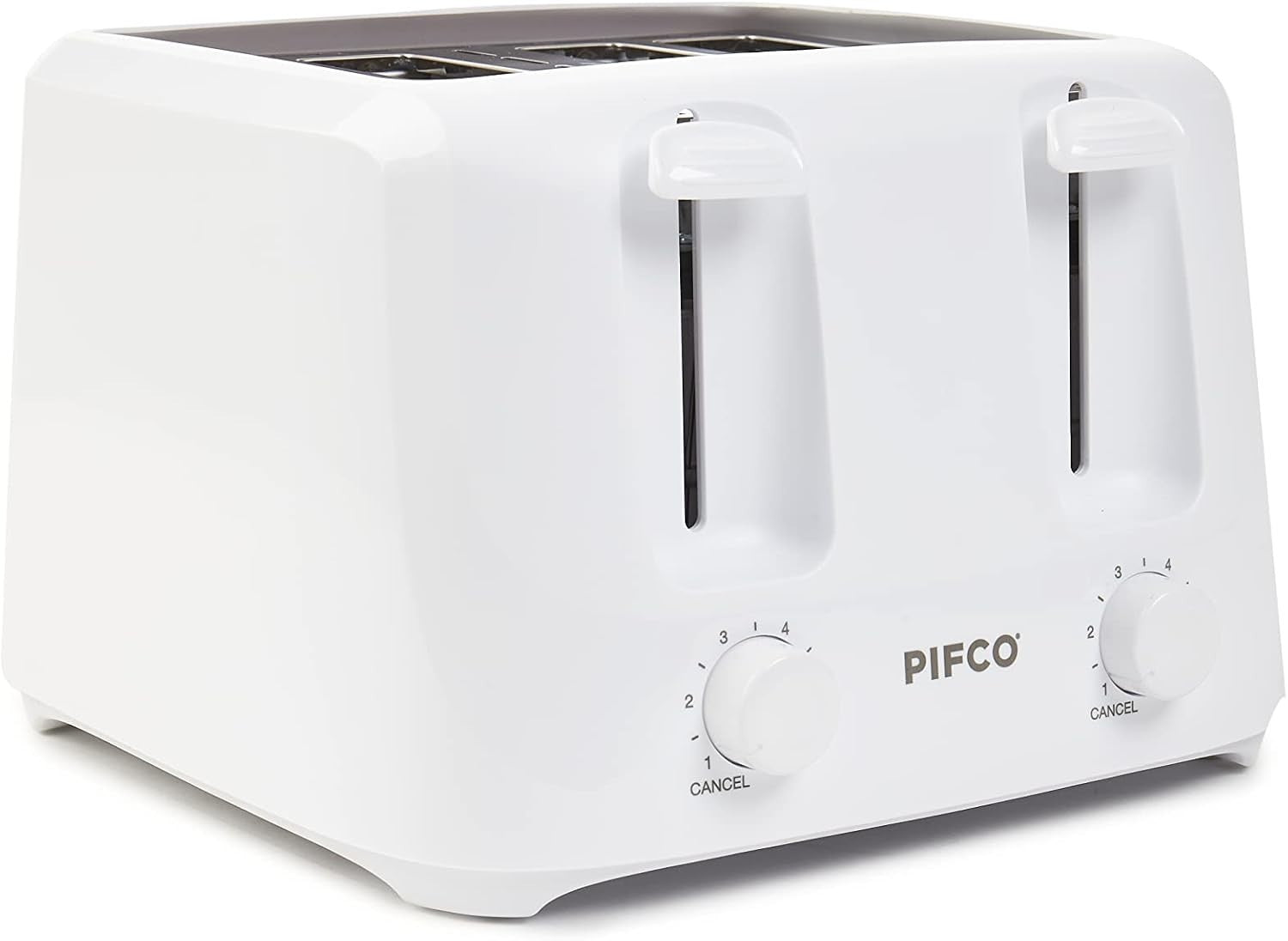 Pifco White Toaster 4 Slice Dual Control 6 Browning Levels 24.8x24.8x16.8cm New