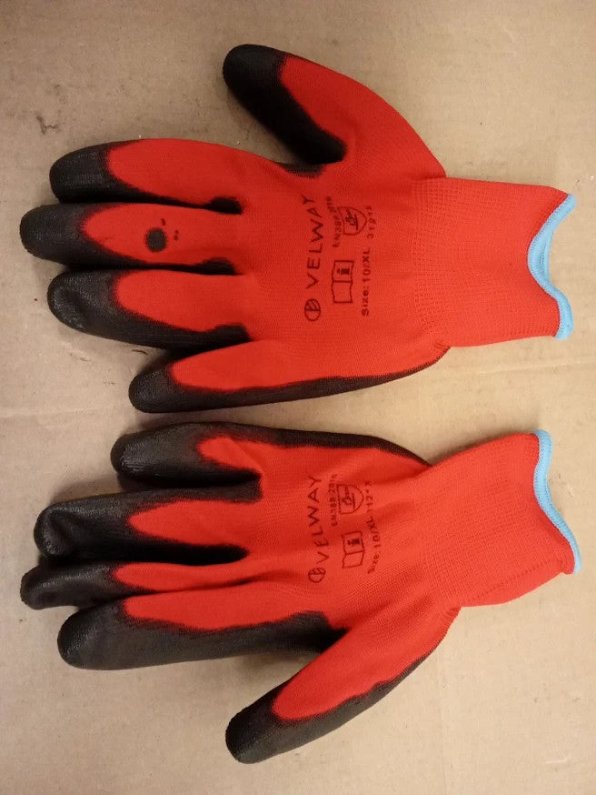 Velway Safety Work Gloves PU Coated Non Slip Gardening XL Red Durable Design New
