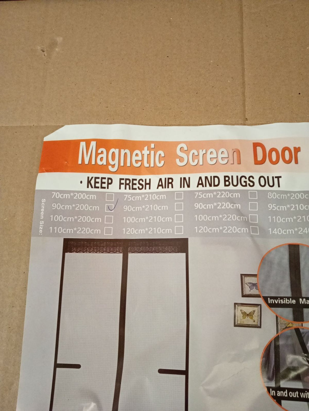 Fiberglass Magnetic Screen Door Anti Mosquito Mesh Fly Curtain 90x200cm Black