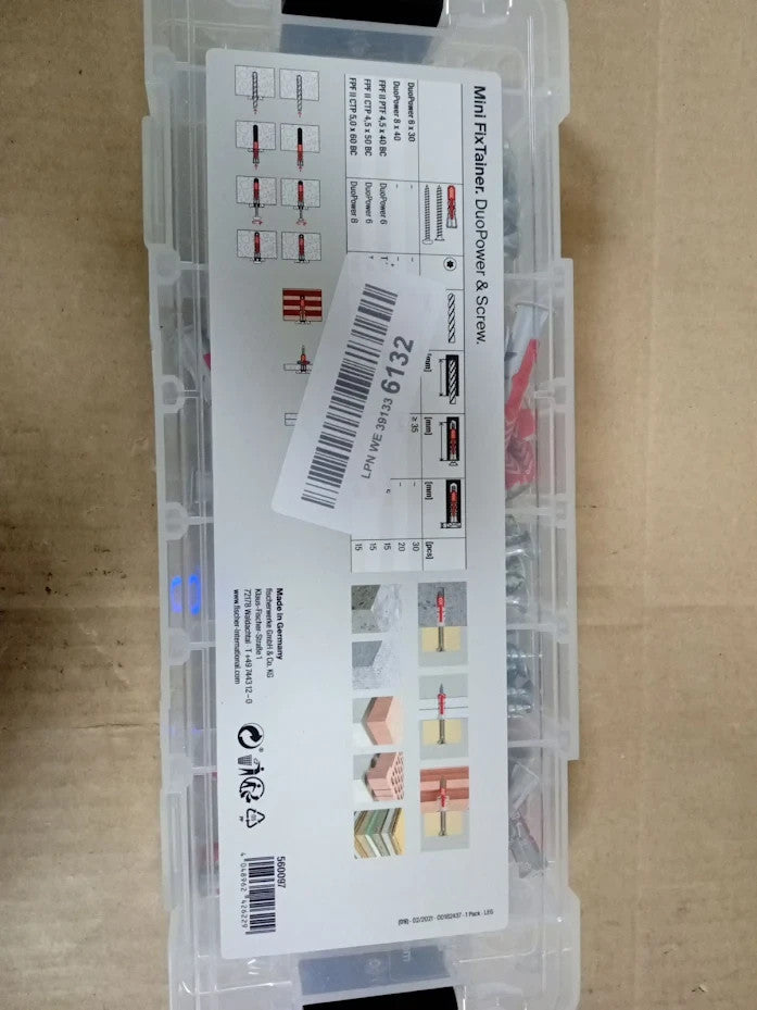 Fischer Mini FixTainer DuoPower Wall Plugs Design Fast II Screws Fixing Kit New