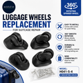 Luggage Replacement Spinner Wheel Suitcase Repair H041S4 360° Rotating Black