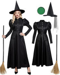 Womens Halloween Elfaba Wicked Costume Long Sleeve Puff Sleeve Black Dress S New