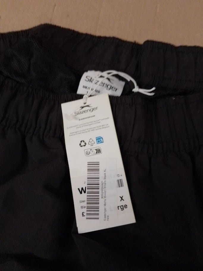 Slazenger Mens Woven Shorts 100 Polyester Elastic Waist Band Black XL New