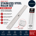 Heavy Duty Stainless Steel Ruler 12in 30cm Metal Kit Perfect Straight Edge