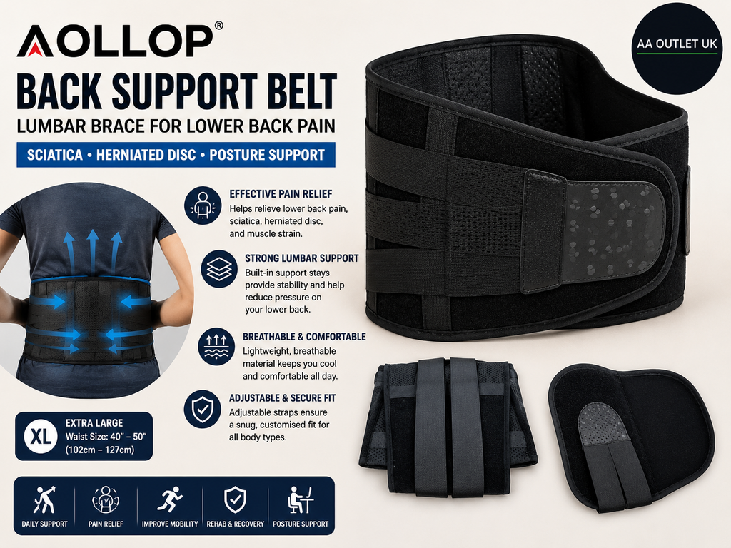 Aollop Back Support Belt XL Lumbar Brace Lower Pain Sciatica Herniated Durable