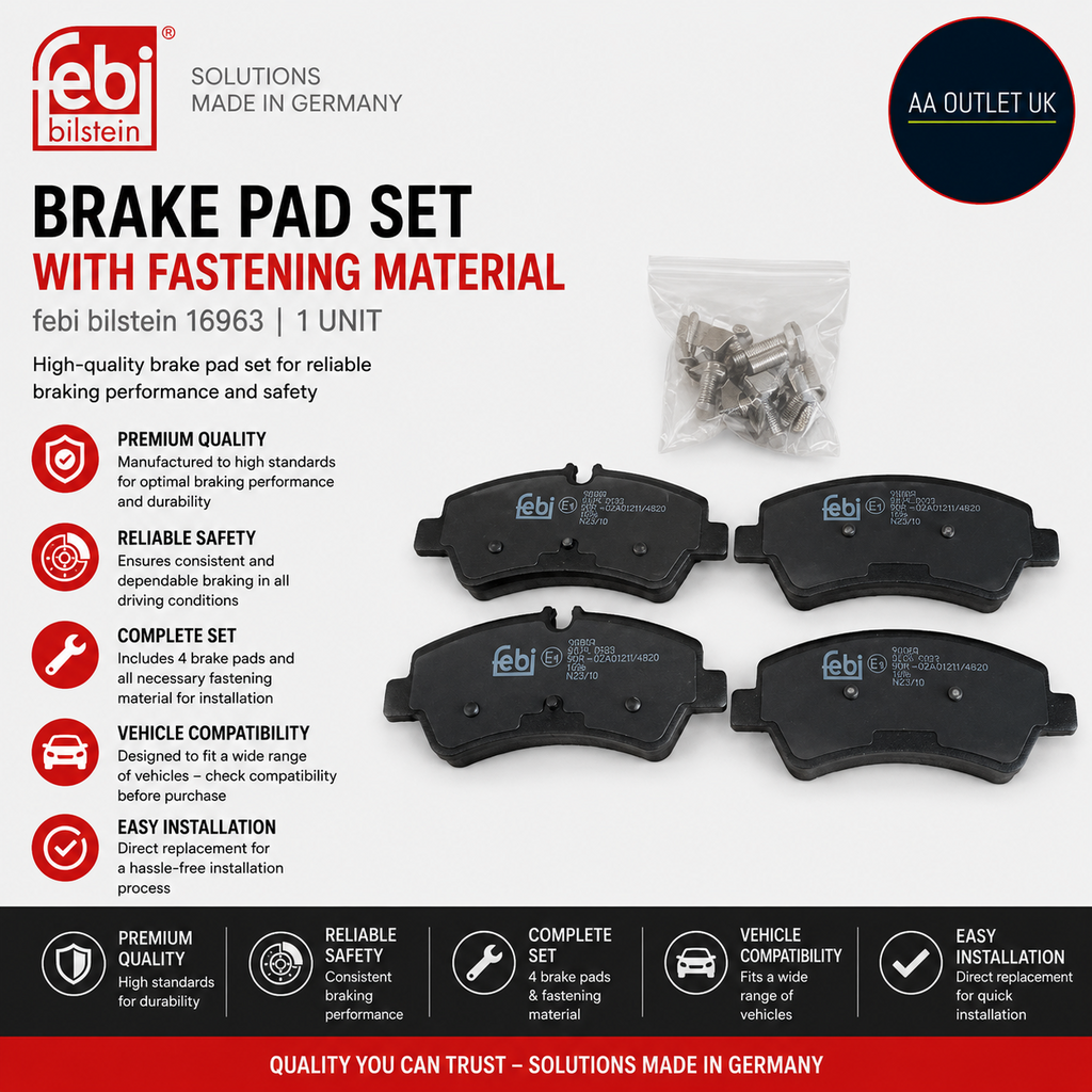 Febi Bilstein 16963 Brake Pad Set Fastening Material 1 Unit Black Modern Design