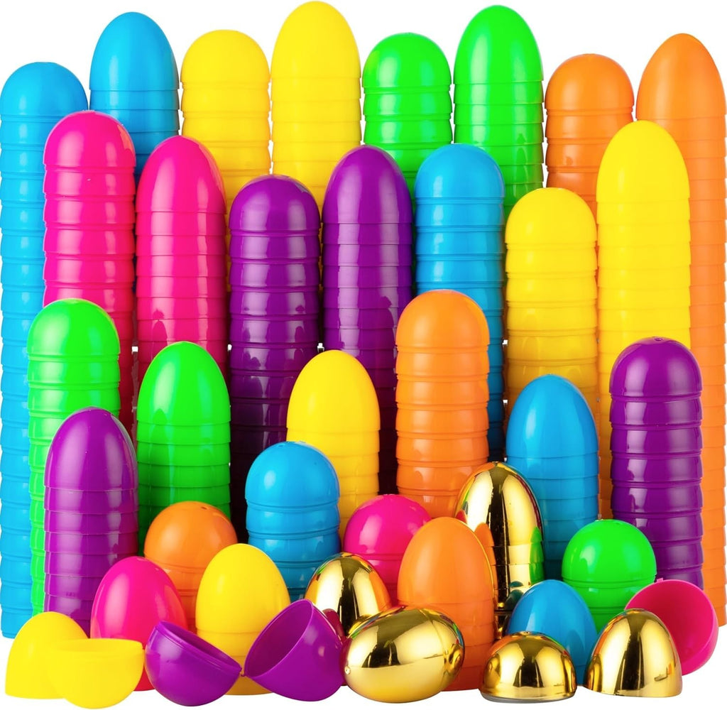 Joyin Plastic Easter Hunt Party Eggs Empty 2.3in Colorful Golden Bulk New