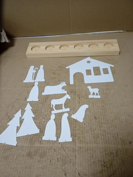 Nativity Scene Set Christmas Indoor Romadedi Wooden Crib Sets Candle Holder