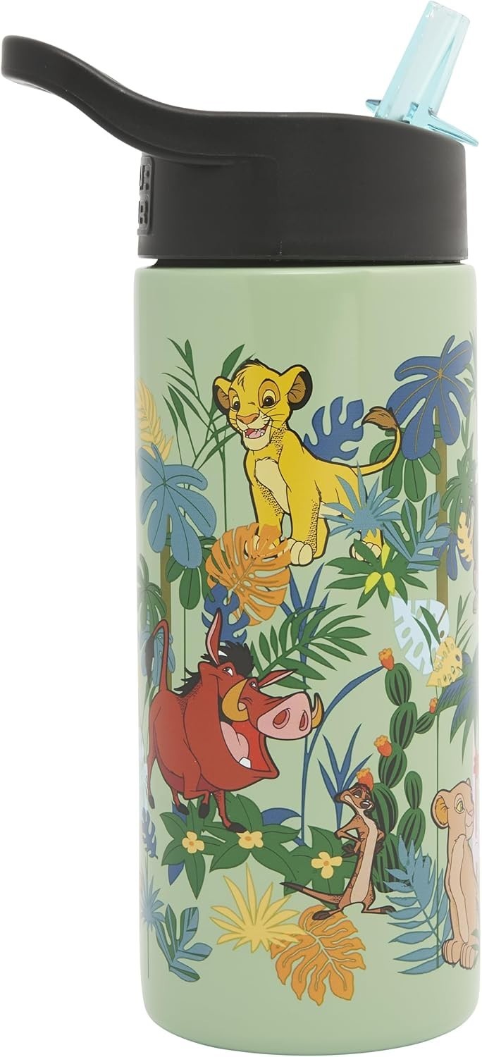 Disney Lion King Aluminium Kids Water Bottles Straw Polar Gear 500ml New
