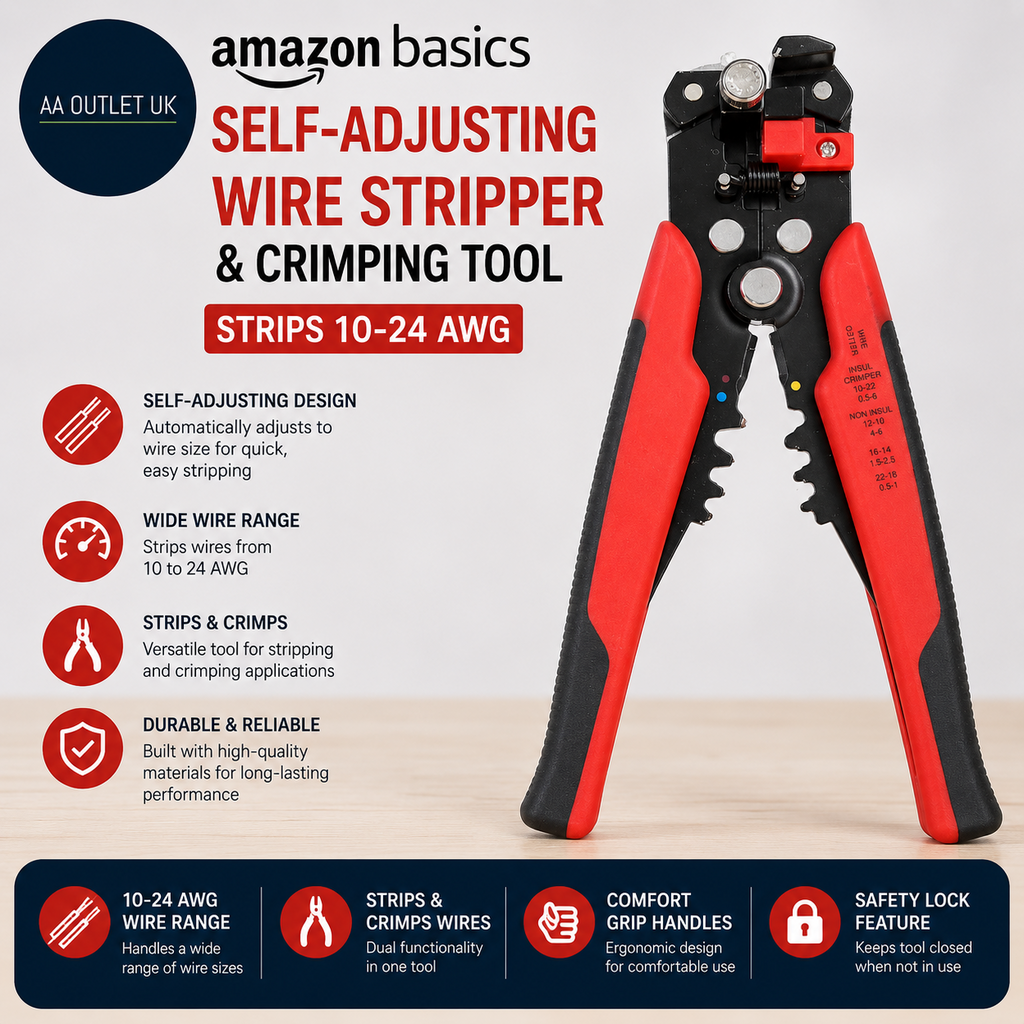 Amazon Basics Self Adjusting Wire Stripper Crimping Tool Strips 10 24 AWG
