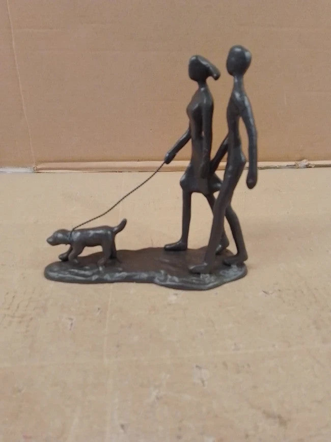 Konjouror Couple Dog Cast Iron Sculpture Romantic Love Art Decor Family New