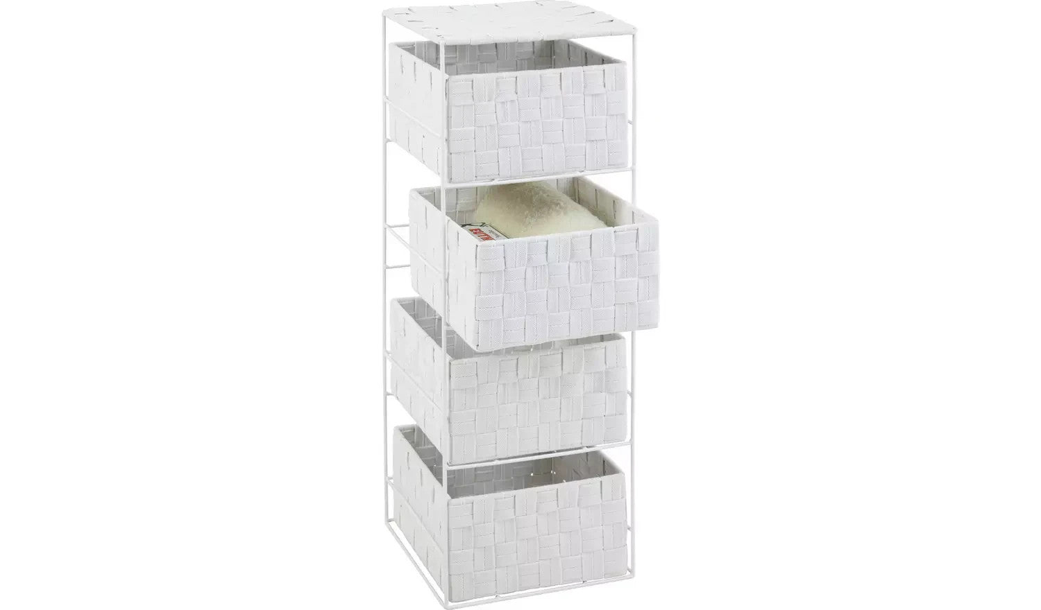Argos Home 4 Drawer Woven Bathroom Storage Unit 20L White 60x22x23cm New