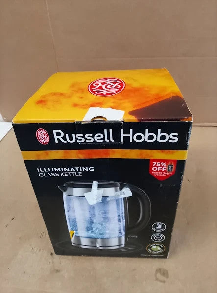 Russell Hobbs 1.7L Electric Cordless Glass Kettle 3000W Power Fast Boil 3KW New