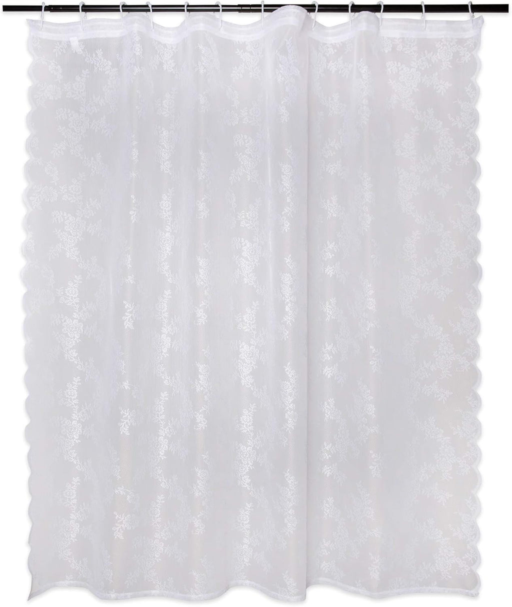 DII Translucent Lace Shower Curtain 72x72in Flower Blossom White Polyester