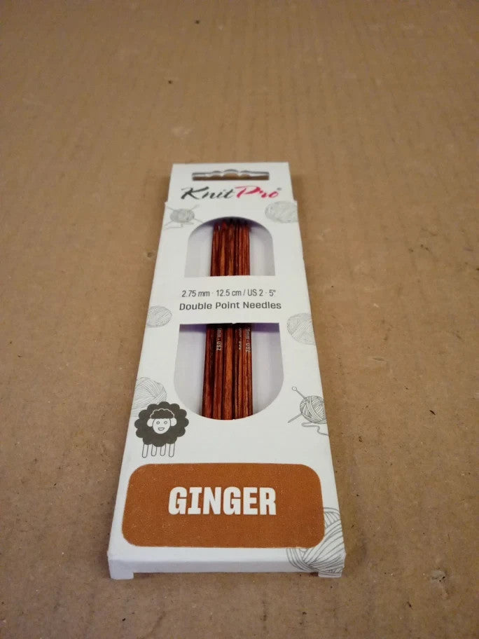 KnitPro Ginger Double Pointed Needles 12.5cm 2.75mm Birch Wood Brown New