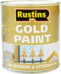 Rustins GOLE500 Gold Paint 500ml Metallic Wood Metal Paint Interior Exterior New