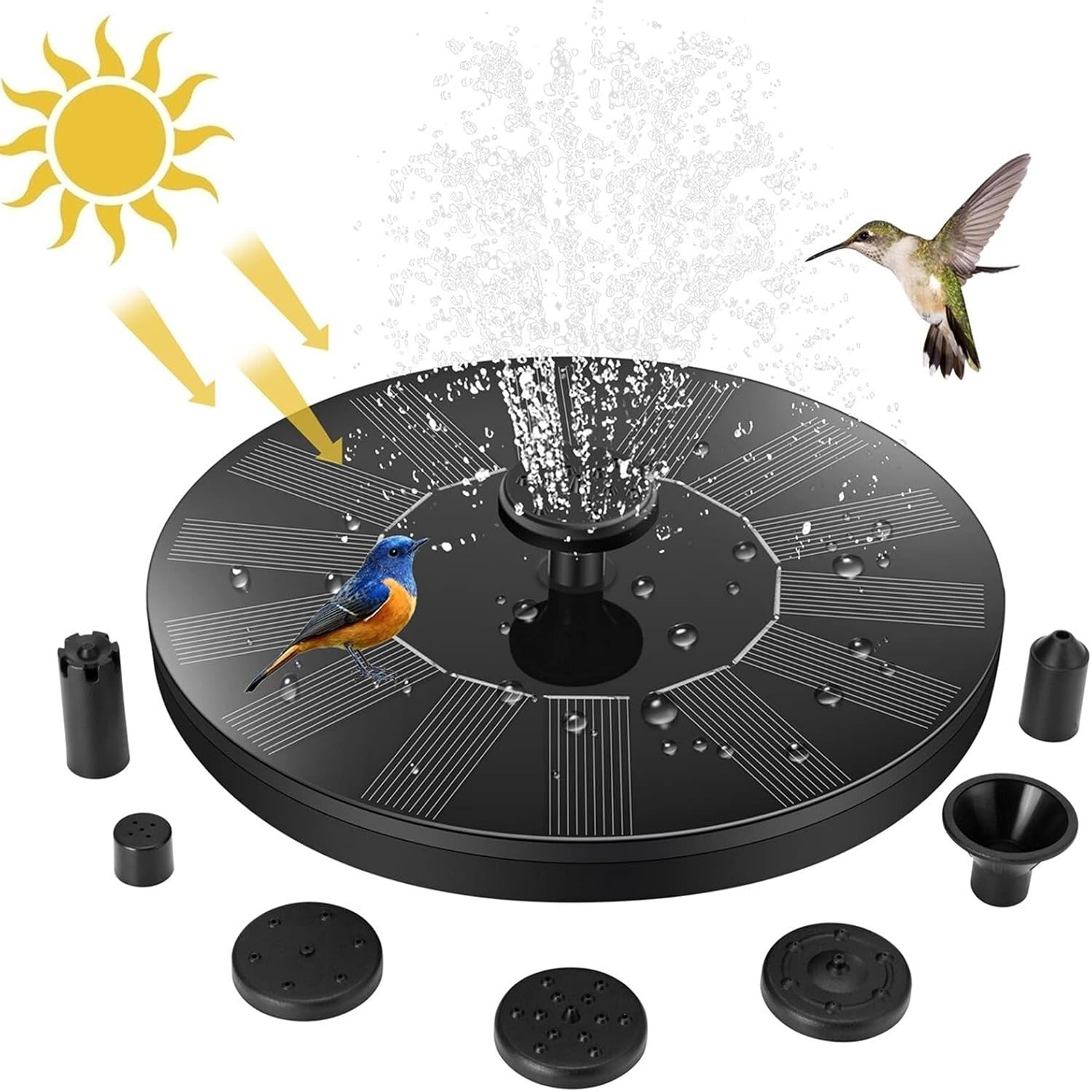 Jsdoin Solar Fountain Pump Solar Powered Water Features Nozzles For Garden New