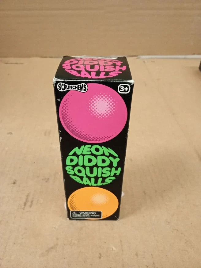 Tobar Neon Diddy Squish Ball Fidget Toys 2 Piece Sensory Stress Balls Design