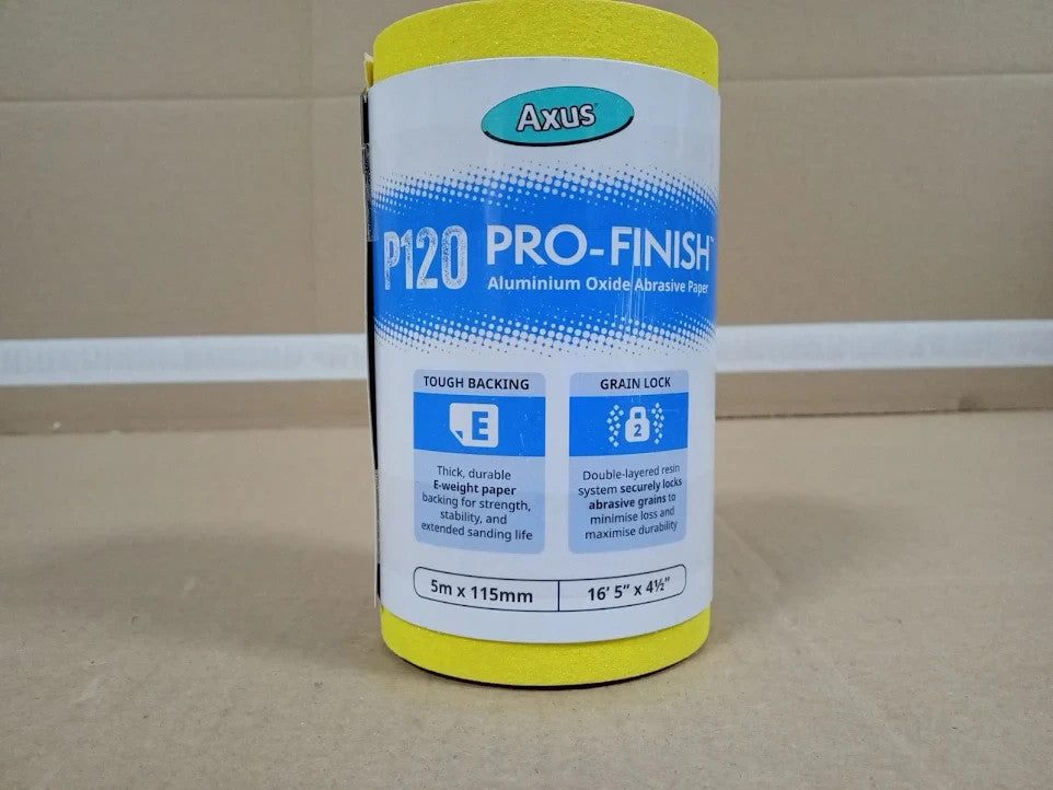 Axus Decor Alox-Pro Sandpaper Roll 120 Grit 5mx115mm Aluminium Oxide Design New