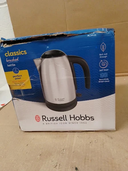 Russell Hobbs Stainless Steel Black Electric 1.7L Cordless Kettle Fast Boil 3KW