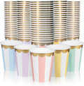 Disposable Paper Coffee Cup Bulk 100-Pack 8oz 5 Striped Pastel Colourways New