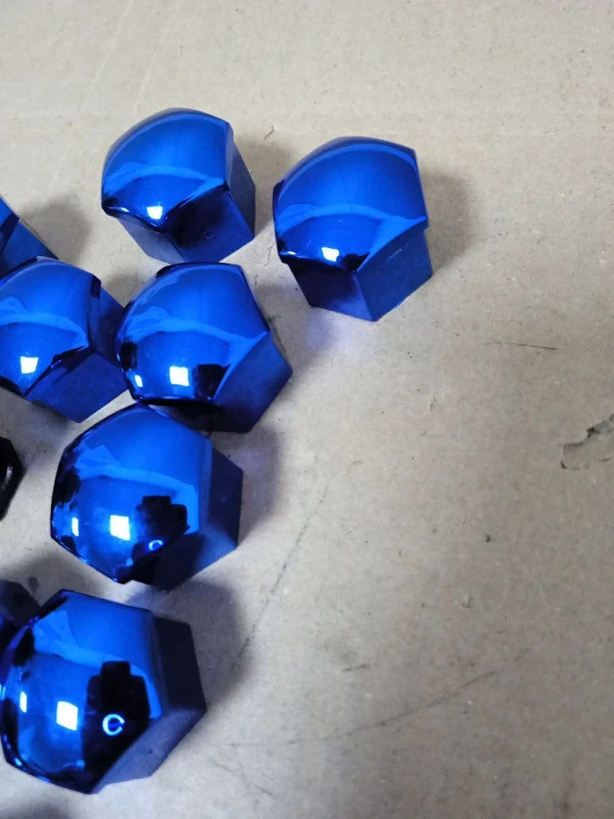 Wheel Nut Cap 20Pcs Universal Chrome Plastic Wheel Bolt Nut Covers Blue 17mm New