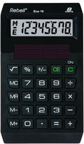 Rebell Eco 10 Calculator 8 Digits Schwarz LCD Solar Powered New