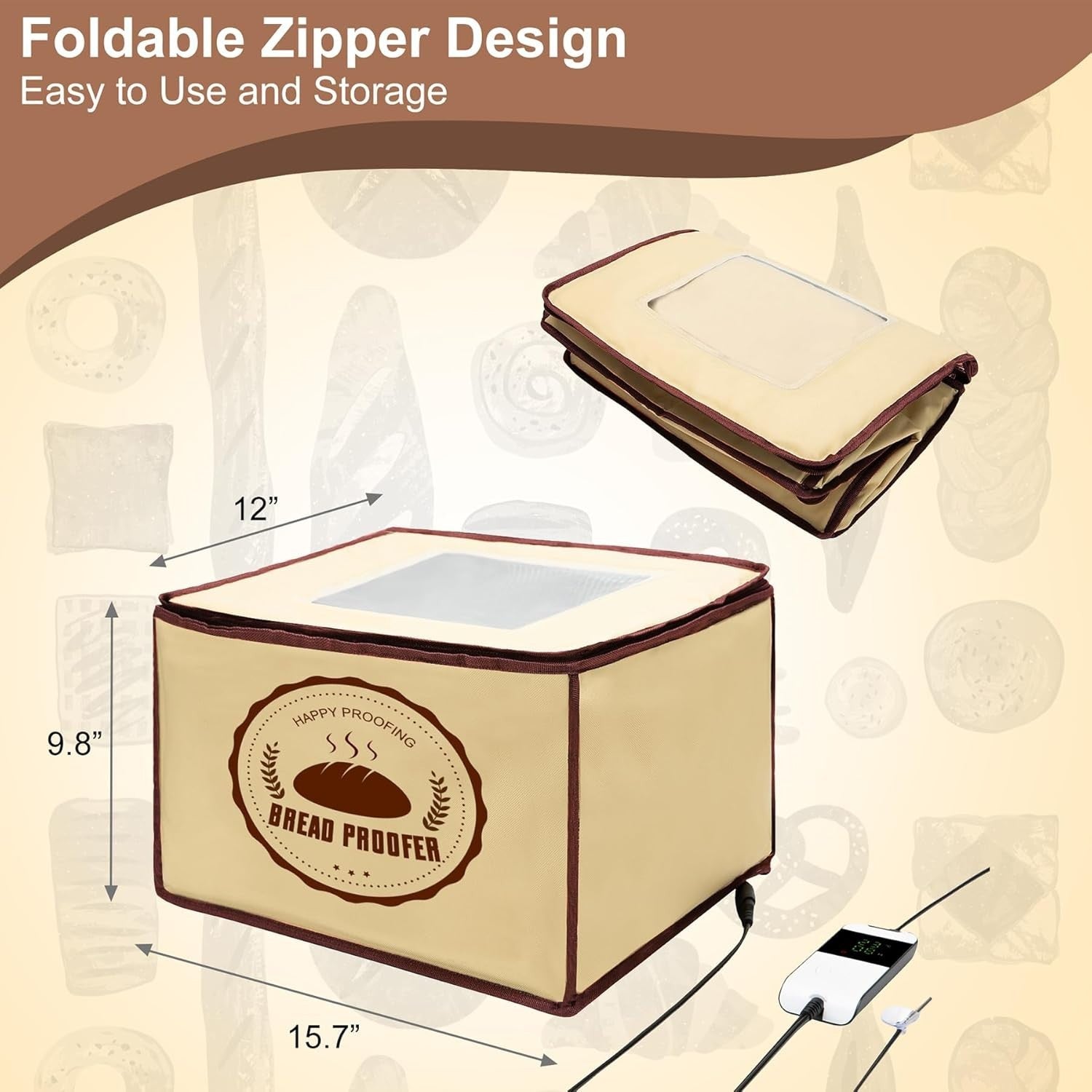 Bourske Bread Dough Box Heater NTC Sensor Temperature Timer 29x40x25cm New
