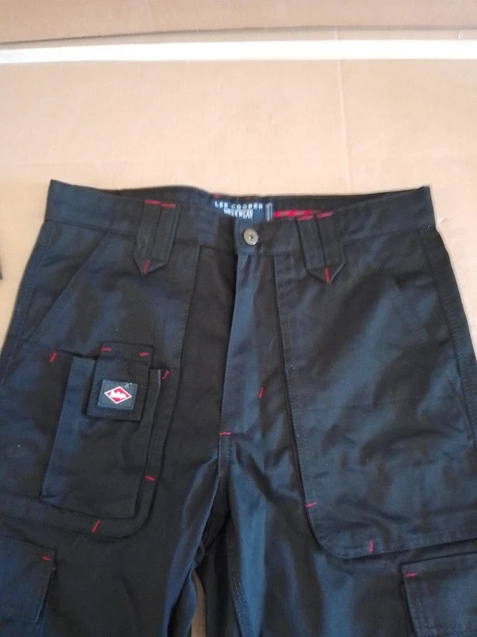 Lee Cooper Mens Workwear Cargo Trousers Knee Pad Pockets Durable Black 29L New