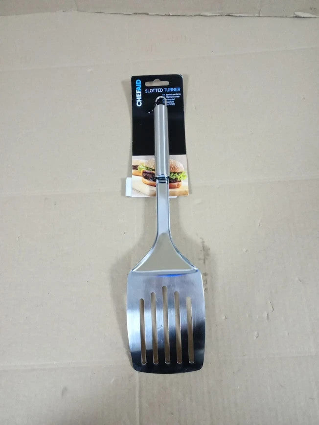 Chef Aid Stainless Steel Slotted Turner Ideal Spatula Kitchen BBQ Slots