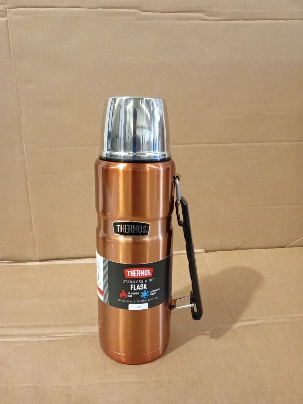 Thermos Stainless King Copper Drinks Flask 1.2L 24h Hot Cold Leakproof Camping