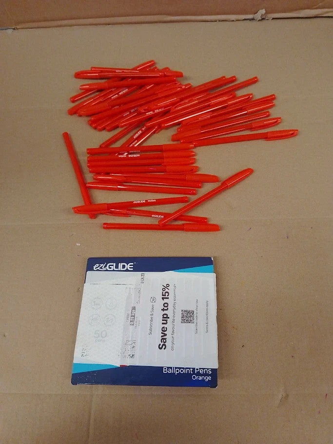 Eziglide Ballpoint Pens Orange Smooth Writing Action Medium Point New