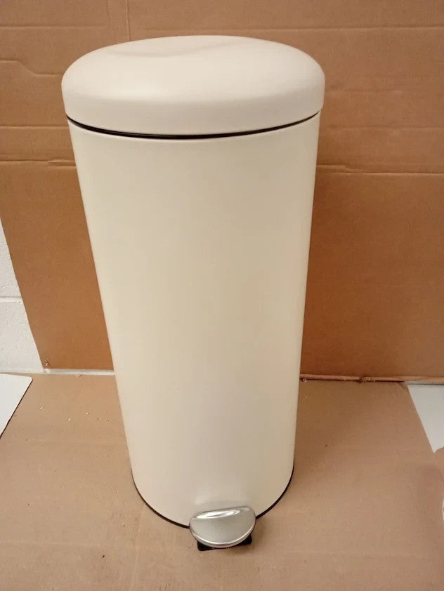 Habitat 30L Round Pedal Bin Carbon Steel Inner Bin Matt Cream 67x29x29cm