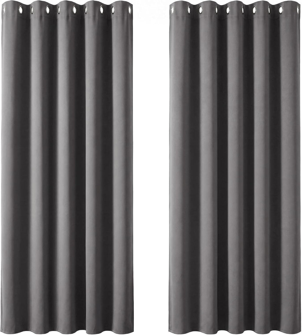 Deconovo Thermal Insulated Lounge Curtains 66x90in Light Grey Blackout New